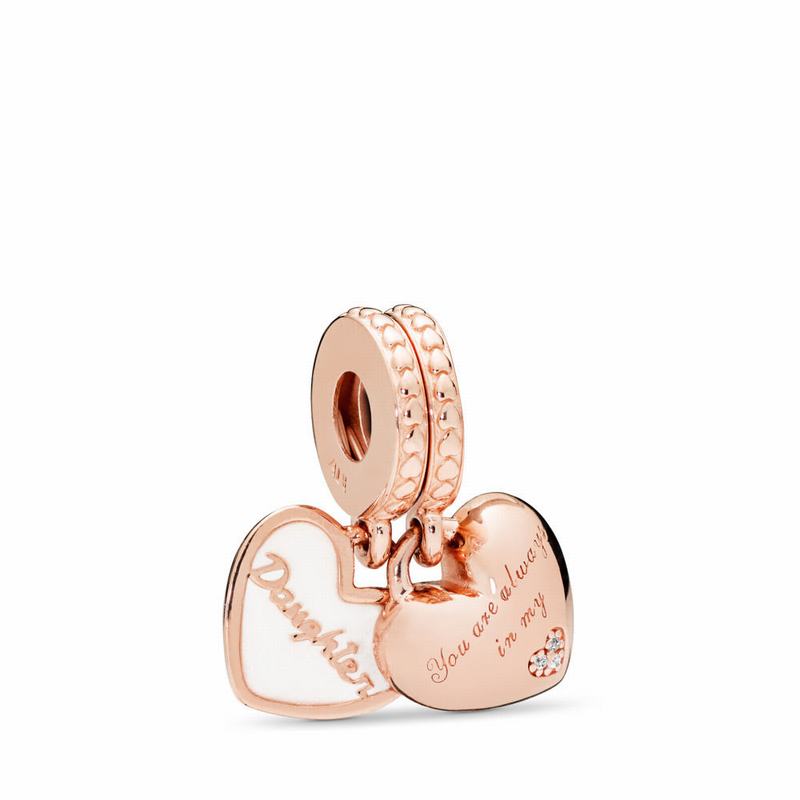 Pandora Rose™ Mother & Daughter Hearts Dangle Charm - Pandora Rose/Enamel/Silver/Cubic Zirconia - Ca